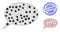 Polygonal Mesh Forum Message Icons with Coronavirus Items and Textured Round Advisory Watermark