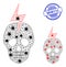 Polygonal Mesh Mortal Electricity Pictograms with Coronavirus Parts and Textured Round Mortal Watermark