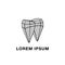 Polygonal mesh and tooth abstract icon.