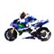 Polygonal motorbike racing. Blue road motorcycle with rider. Abs