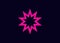 Polygonal multiple star illustration.  Fluorescent pink violet polygonal multiple star vector icon on black background.