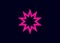 Polygonal multiple star illustration.  Fluorescent pink violet polygonal multiple star vector icon on black background.