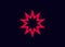 Polygonal multiple star illustration.  Fluorescent red polygonal multiple star vector icon on black background.