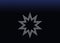 Polygonal multiple star illustration.  White polygonal multiple star vector icon on blurred blue black background.