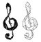Polygonal musical symbol on white background