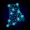 Polygonal Network Mesh Map of Rhode Island State with Light Spots