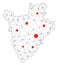 Polygonal Network Mesh Vector Burundi Map with Coronavirus