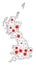 Polygonal Network Mesh Vector Great Britain Map with Coronavirus