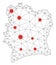 Polygonal Network Mesh Vector Ivory Coast Map with Coronavirus