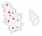 Polygonal Network Mesh Vector Serbia Map with Stars