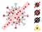 Polygonal Network Terminate Coronavirus Icon with Infectious Items