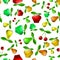 Polygonal Pear Apple Seamless Pattern