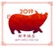 Polygonal pig design for Chinese New Year celebration, Happy Chinese New Year 2019 year of the pig. Chinese characters mean Happy