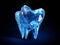 Polygonal polished tooth over dark blue background. Generative AI