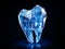 Polygonal polished tooth over dark blue background. Generative AI