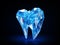 Polygonal polished tooth over dark blue background. Generative AI