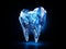 Polygonal polished tooth over dark blue background. Generative AI