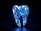 Polygonal polished tooth over dark blue background. Generative AI