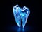 Polygonal polished tooth over dark blue background. Generative AI