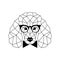 Polygonal Poodle Dog in fashion glasses and bow tie.