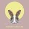 Polygonal rabbit head on moon, moon festival, vector illustratio