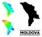 Polygonal Rainbow Map of Moldova with Diagonal Gradient