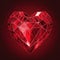 Polygonal red ruby jewellery heart. Valentines Day design. AI