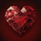 Polygonal red ruby jewellery heart. Valentines Day design. AI