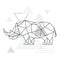 Polygonal rhino on abstract background with triangles.