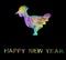 Polygonal rooster and letters happy new year image