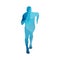 Polygonal running man, abstract blue silhouette