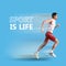 Polygonal running man. Vector geometric illustration. sport is life