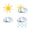 Polygonal set for weather forecast sun, overcast, rain