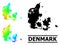 Polygonal Spectral Colored Map of Denmark with Diagonal Gradient