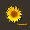 Polygonal sunflower on a brown background with text summer