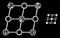 Polygonal Wire Frame Mesh Shifted Crystal Grid with Lightspots