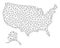 Polygonal Wire Frame Mesh Vector Map of USA and Alaska