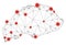 Polygonal Wire Frame Mesh Vector Wrangel Island Map with Coronavirus