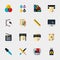 Polygraphy flat icons