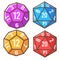 Polyhedron dice cube with numbers, playing games