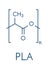 Polylactic acid PLA, polylactide bioplastic, chemical structure. Compostable polymer used in medical implants, 3D printing,.