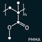 Polymethyl methacrylate, acrylic glass, plexiglass, PMMA molecule. It is synthetic polymer of methyl methacrylate, is used for