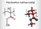 Polymethyl methacrylate, acrylic glass, plexiglass, PMMA molecule. It is synthetic polymer of methyl methacrylate, is used for