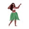Polynesian Hawaiian hula girl or young woman flat vector illustration isolated.