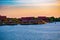 Polynesian Resort cabins  on colorful sunset background at Walt Disney World  2