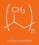 Polypropylene polypropene, PP plastic, chemical structure. Skeletal formula.