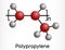Polypropylene (PP), polypropene molecule. It is thermoplastic polymer of propylene. Molecule model.
