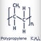 Polypropylene (PP), polypropene molecule. It is thermoplastic polymer of propylene. Skeletal chemical formula