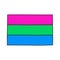 Polysexual pride flag doodle icon, vector color line illustration