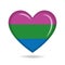 Polysexual pride flag in heart shape vector illustration